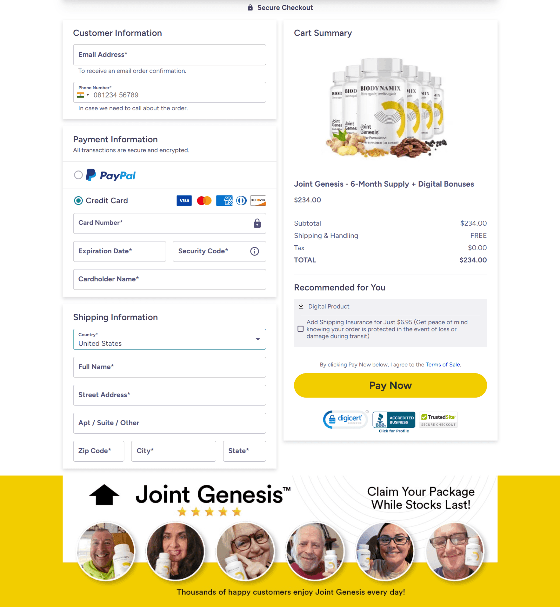 Joint Genesis Order